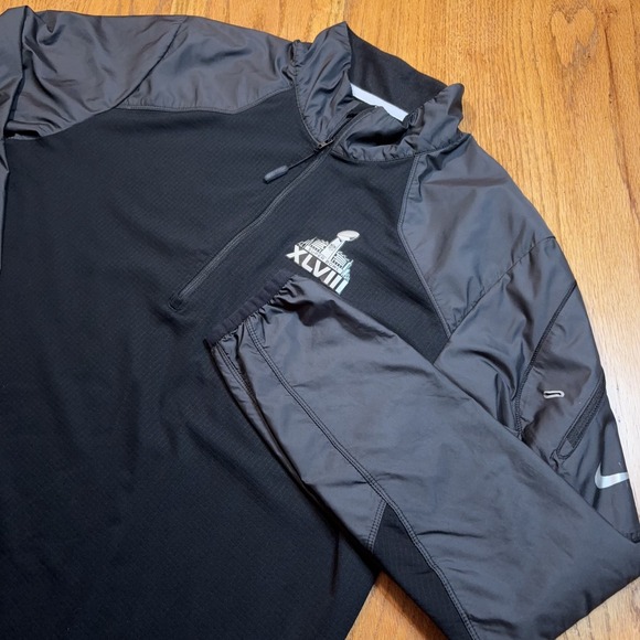 Nike Super Bowl XLVIII 48 Dri-Fit Pullover Men's Large 1/4 Zip Seattle Seahawks - Picture 1 of 10